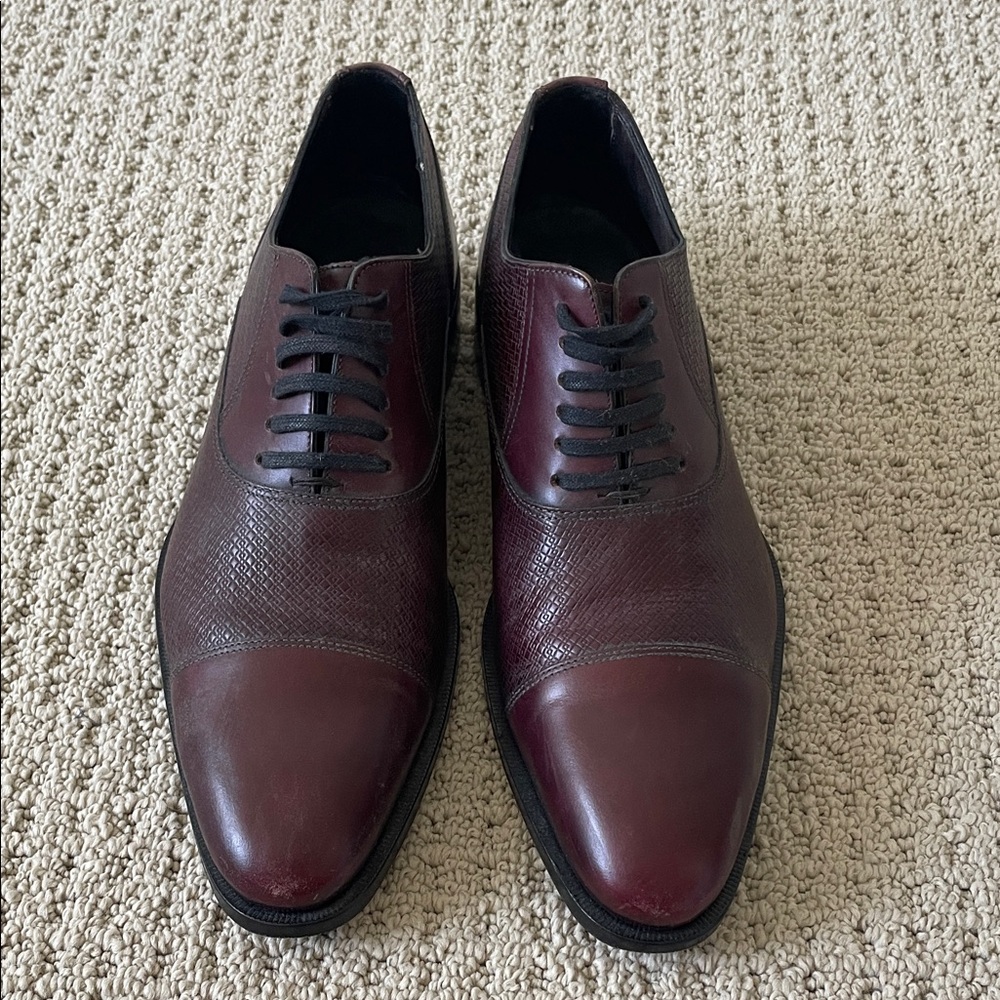 Canali Men's Dark Burgundy Leather Oxfords